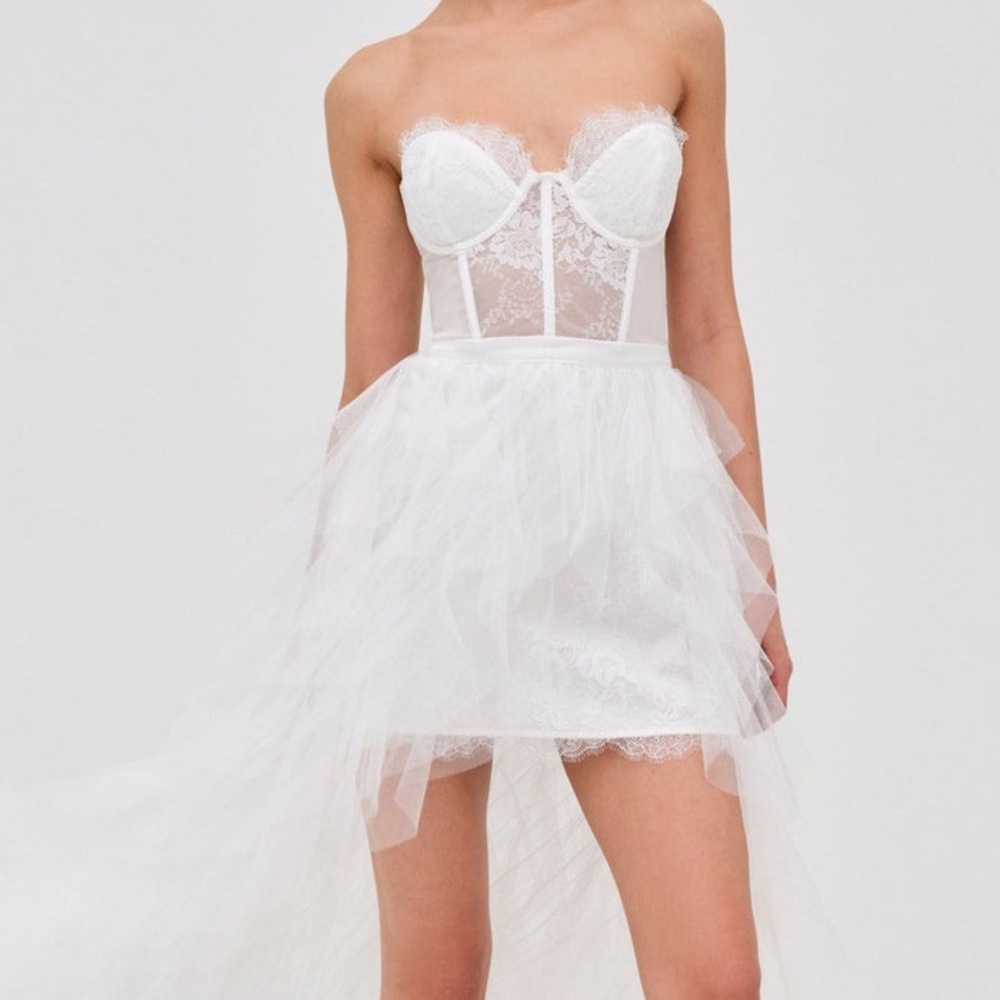 For Love And Lemons White Strapless High Low Dress